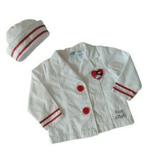 DISNEY Nautical Minnie Mouse Cotton Jacket & Hat Outfit 24 M